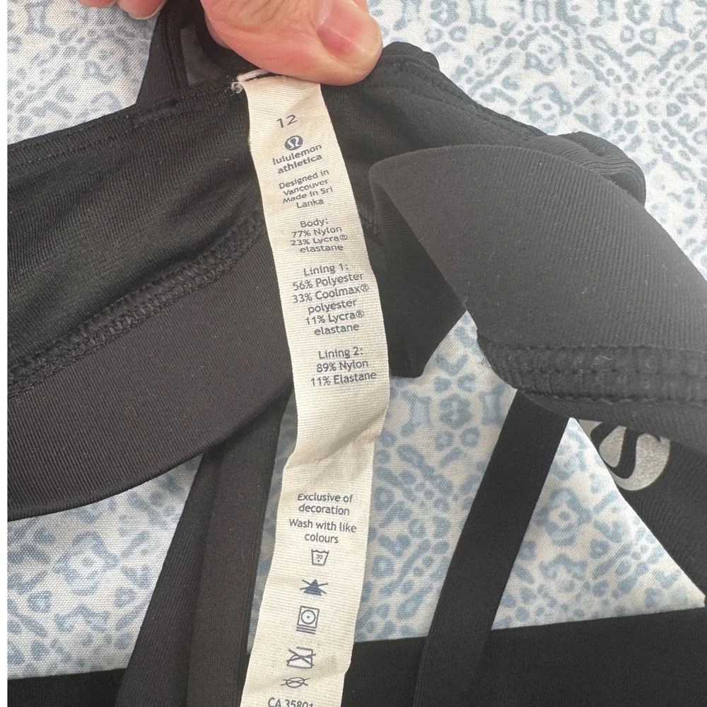 Lululemon Free to Be Bra Black Strappy Back Sports Bra Size 12 Yoga Gym
